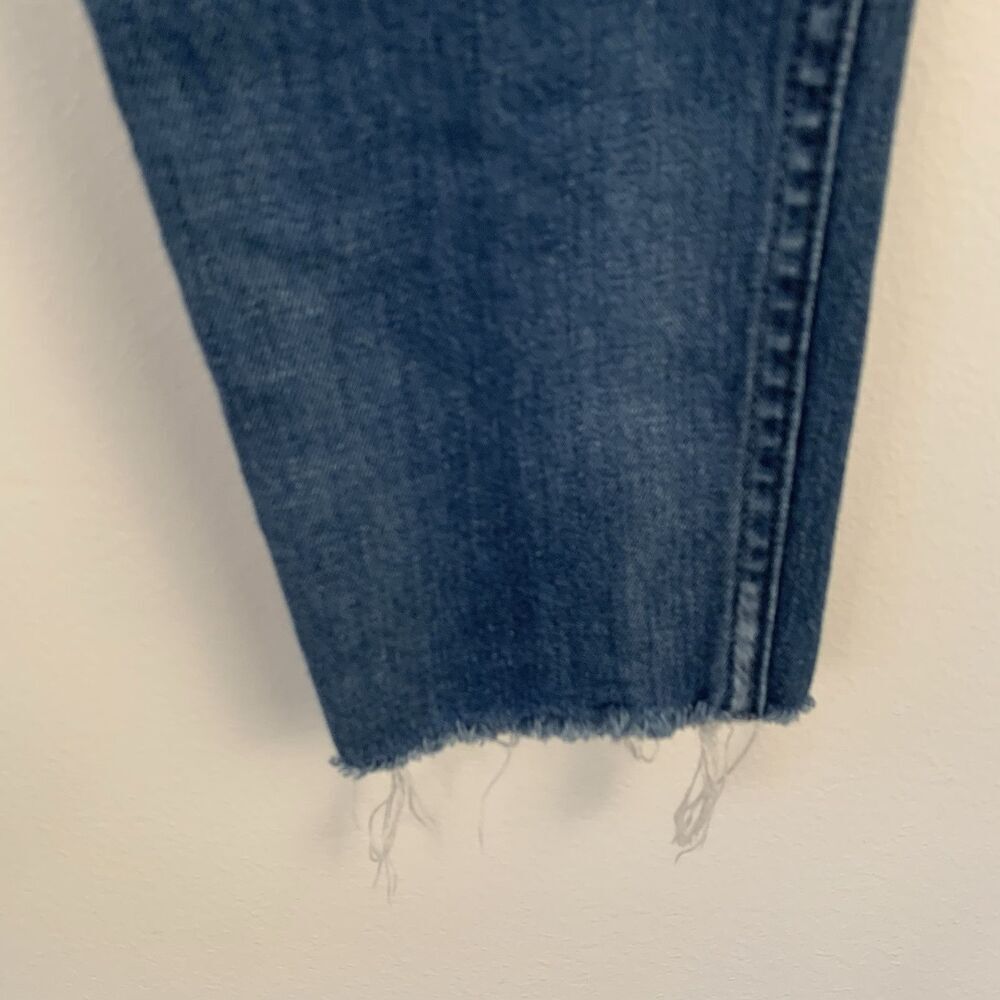 AMO Mid Rise Jeans Denim Stix Crop Raw Hem In Color Pacific Size 29 - Picture 4 of 12